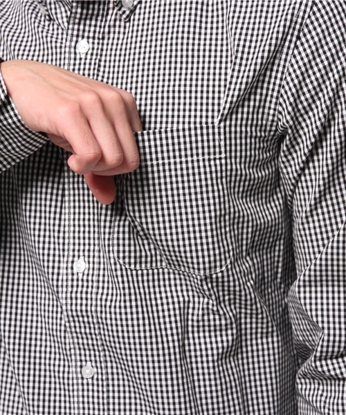 koe（コエ）の「ギンガムチェックボタンダウンシャツ（シャツ/ブラウス・メンズ・ネイビー/ブラック・SMALL/LARGE/MEDIUM/LL）」の4枚目の写真