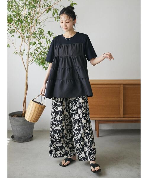 CRAFT STANDARD BOUTIQUE(クラフトスタンダードブティック)の「アートフラワーシャーリングパンツ(その他パンツ・レディース・グリーン/ブラック/アイボリー・FREE)」の19枚目の写真