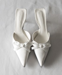 【 2color 】サテンリボンポインテッドトゥバレエコアミュール / satin ribbon pointed toe ballet core mules