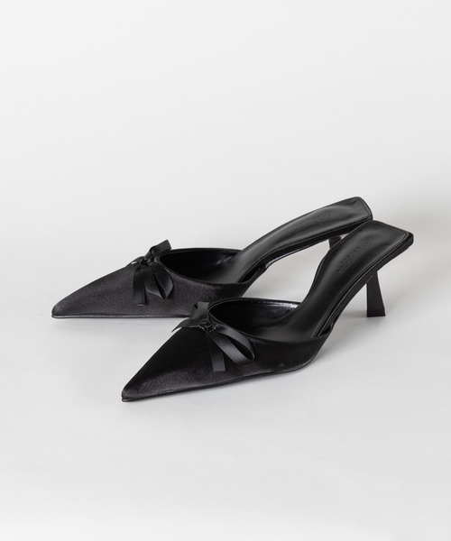 me+em select(ミームセレクト)の「【 2color 】サテンリボンポインテッドトゥバレエコアミュール / satin ribbon pointed toe ballet core mules(パンプス・レディース・アイボリー/ブラック・36/37/38/39)」の12枚目の写真