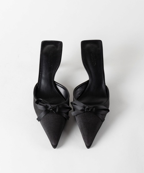 me+em select(ミームセレクト)の「【 2color 】サテンリボンポインテッドトゥバレエコアミュール / satin ribbon pointed toe ballet core mules(パンプス・レディース・アイボリー/ブラック・36/37/38/39)」の14枚目の写真