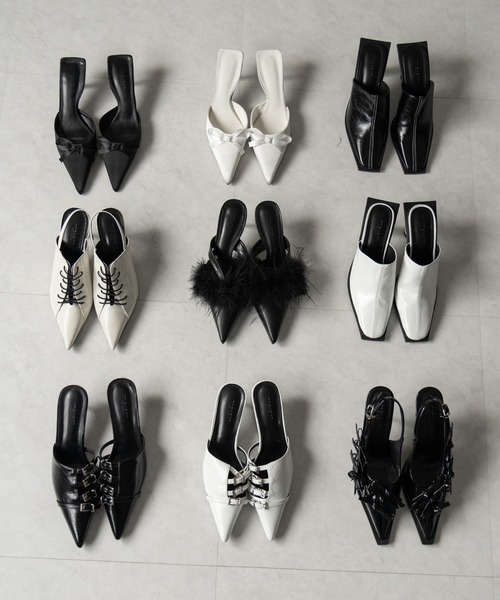 me+em select(ミームセレクト)の「【 2color 】サテンリボンポインテッドトゥバレエコアミュール / satin ribbon pointed toe ballet core mules(パンプス・レディース・アイボリー/ブラック・36/37/38/39)」の6枚目の写真