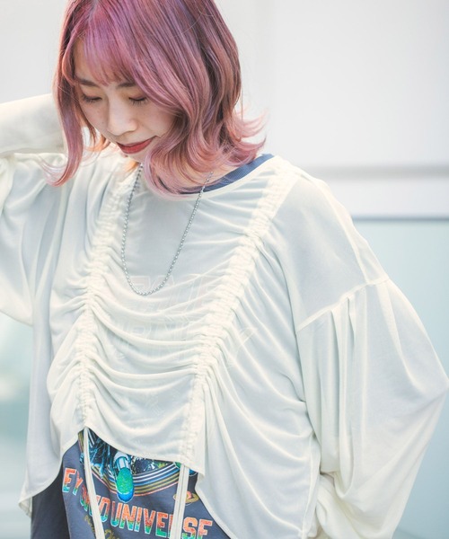 BAYFLOW(ベイフロー)の「【スタッフ企画】シャーリングシャツ/YOU are YOU(シャツ/ブラウス・レディース・アイボリー/サックスブルー・FREE)」の1枚目の写真