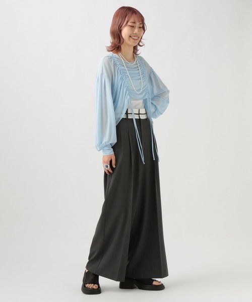 BAYFLOW(ベイフロー)の「【スタッフ企画】シャーリングシャツ/YOU are YOU(シャツ/ブラウス・レディース・アイボリー/サックスブルー・FREE)」の3枚目の写真