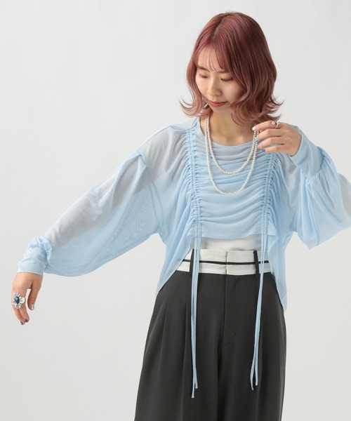BAYFLOW(ベイフロー)の「【スタッフ企画】シャーリングシャツ/YOU are YOU(シャツ/ブラウス・レディース・アイボリー/サックスブルー・FREE)」の6枚目の写真