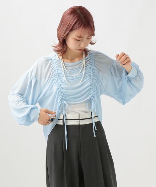 BAYFLOW(ベイフロー)の「【スタッフ企画】シャーリングシャツ/YOU are YOU(シャツ/ブラウス・レディース・アイボリー/サックスブルー・FREE)」の8枚目の写真