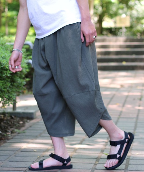 Salong hameu（サロン ハミュー）の「麻・楊柳アラジンパンツ/サルエルパンツ/クロップドパンツ メンズ レディース（その他パンツ・メンズ・グリーン/ブラック/ネイビー/ベージュ・LL/L/M）」の4枚目の写真