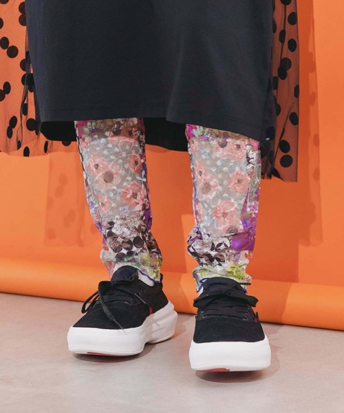 ScoLar（スカラー）の「142604：POP柄orアート花柄 2パターンチュールレースレギンス（レギンス/スパッツ・レディース・チャコールグレー/グレー・M）」の7枚目の写真