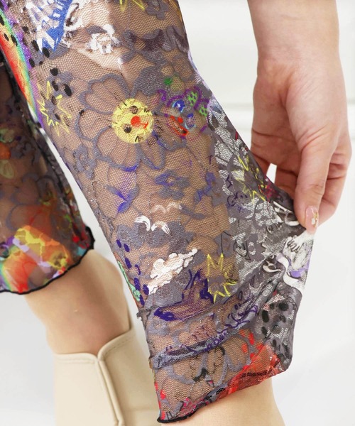 ScoLar（スカラー）の「142604：POP柄orアート花柄 2パターンチュールレースレギンス（レギンス/スパッツ・レディース・チャコールグレー/グレー・M）」の20枚目の写真