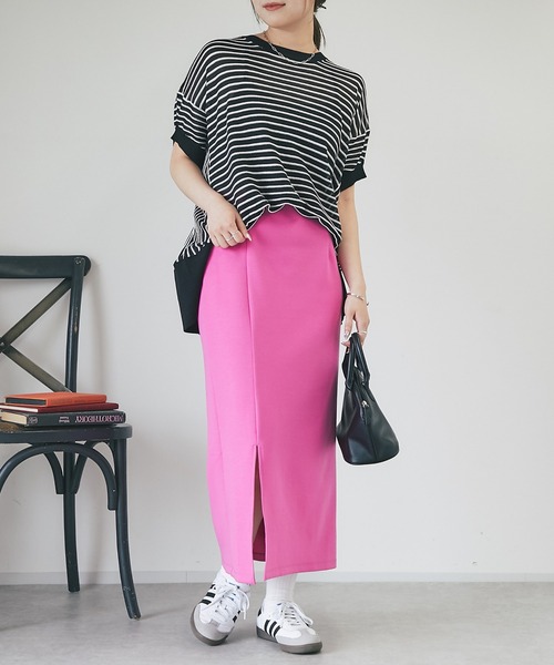 un dix cors（アンディコール）の「《着まわしやすい・薄手ニット》ボーダーバンザイニット（ニット/セーター・レディース・ブラック/オフホワイト・FREE）」の22枚目の写真