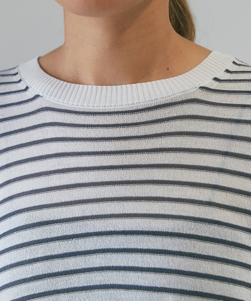 un dix cors（アンディコール）の「《着まわしやすい・薄手ニット》ボーダーバンザイニット（ニット/セーター・レディース・ブラック/オフホワイト・FREE）」の15枚目の写真