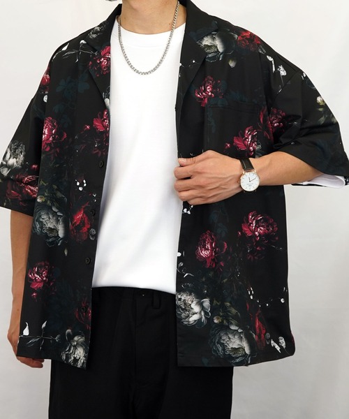Burner(バーナー)の「【GROOVY STORE】オーバーサイス総柄開襟シャツ(シャツ/ブラウス・メンズ・ホワイト/ブラック/ブラック系その他2/ホワイト系その他2・M/L)」の3枚目の写真