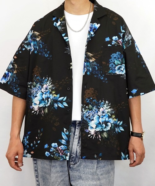 Burner(バーナー)の「【GROOVY STORE】オーバーサイス総柄開襟シャツ(シャツ/ブラウス・メンズ・ホワイト/ブラック/ブラック系その他2/ホワイト系その他2・M/L)」の6枚目の写真