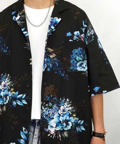 Burner(バーナー)の「【GROOVY STORE】オーバーサイス総柄開襟シャツ(シャツ/ブラウス・メンズ・ホワイト/ブラック/ブラック系その他2/ホワイト系その他2・M/L)」の7枚目の写真