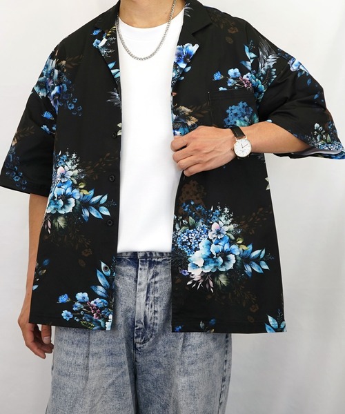 Burner(バーナー)の「【GROOVY STORE】オーバーサイス総柄開襟シャツ(シャツ/ブラウス・メンズ・ホワイト/ブラック/ブラック系その他2/ホワイト系その他2・M/L)」の8枚目の写真