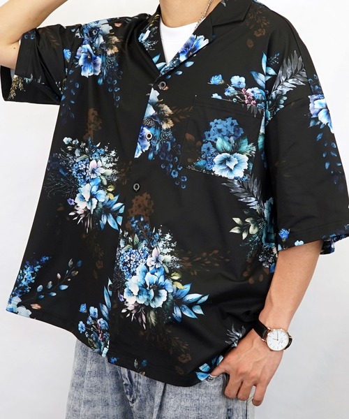 Burner(バーナー)の「【GROOVY STORE】オーバーサイス総柄開襟シャツ(シャツ/ブラウス・メンズ・ホワイト/ブラック/ブラック系その他2/ホワイト系その他2・M/L)」の5枚目の写真