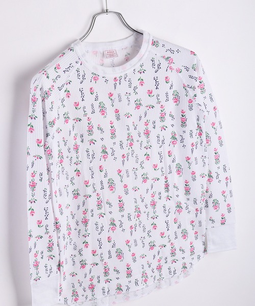 JEMORGAN(ジェーイーモーガン)の「JEMORGAN / ジェーイーモーガン 花柄 ラグランスリーブ ワッフル長袖Tシャツ(Tシャツ/カットソー・レディース・ホワイト/杢グレー/ナチュラル/グレー系その他/ホワイト系その他/ベージュ系その他/ベージュ系その他2/ベージュ系その他4/ベージュ系その他3・FREE)」の2枚目の写真