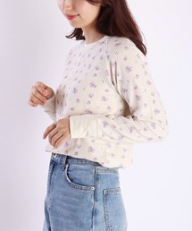 JEMORGAN / ジェーイーモーガン 花柄 ラグランスリーブ ワッフル長袖Tシャツ