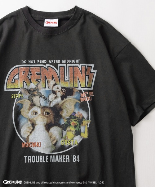 make a ray!（メイク ア レイ！）の「【GREMLINS/グレムリン】ギズモ ヴィンテージテイスト BIGプリント＆ポップコーンイラスト サガラ刺繍デザイン オーバーサイズ半袖Tシャツ/ビッグシルエット（Tシャツ/カットソー・メンズ・オフホワイト/ダークブルー/スミクロ/チャコールグレー/ホワイト/レモンイエロー・M/L/XL）」の4枚目の写真