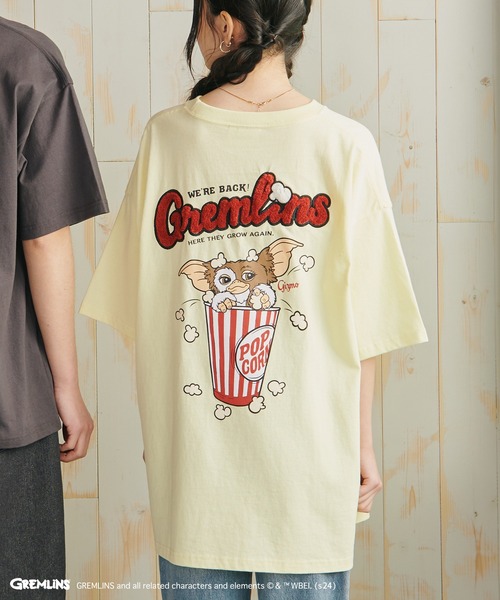 make a ray!（メイク ア レイ！）の「【GREMLINS/グレムリン】ギズモ ヴィンテージテイスト BIGプリント＆ポップコーンイラスト サガラ刺繍デザイン オーバーサイズ半袖Tシャツ/ビッグシルエット（Tシャツ/カットソー・メンズ・オフホワイト/ダークブルー/スミクロ/チャコールグレー/ホワイト/レモンイエロー・M/L/XL）」の6枚目の写真