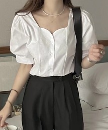 Diosfront | スクエアネックパフスリーブシャツブラウス(シャツ/ブラウス)