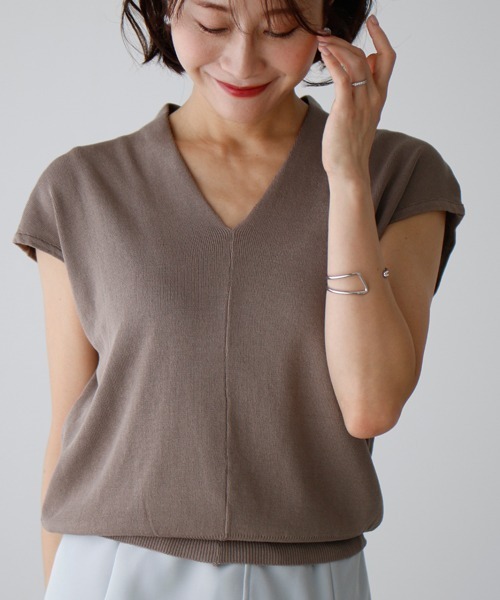 Ehre style(エーレスタイル)の「夏に着たい!Tシャツの代わり大人サマーニット(ニット/セーター・レディース・モカ/ミント/ブラック/ピンク/ベージュ・FREE)」の3枚目の写真