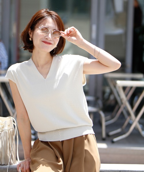 Ehre style(エーレスタイル)の「夏に着たい!Tシャツの代わり大人サマーニット(ニット/セーター・レディース・モカ/ミント/ブラック/ピンク/ベージュ・FREE)」の16枚目の写真