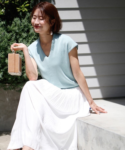 Ehre style(エーレスタイル)の「夏に着たい!Tシャツの代わり大人サマーニット(ニット/セーター・レディース・モカ/ミント/ブラック/ピンク/ベージュ・FREE)」の9枚目の写真