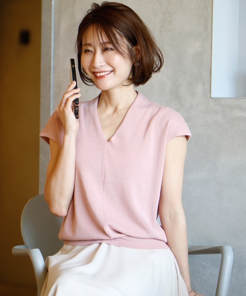 Ehre style(エーレスタイル)の「夏に着たい!Tシャツの代わり大人サマーニット(ニット/セーター・レディース・モカ/ミント/ブラック/ピンク/ベージュ・FREE)」の11枚目の写真