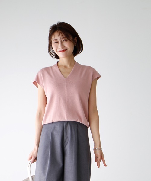 Ehre style(エーレスタイル)の「夏に着たい!Tシャツの代わり大人サマーニット(ニット/セーター・レディース・モカ/ミント/ブラック/ピンク/ベージュ・FREE)」の19枚目の写真