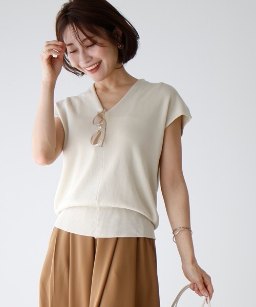 Ehre style(エーレスタイル)の「夏に着たい!Tシャツの代わり大人サマーニット(ニット/セーター・レディース・モカ/ミント/ブラック/ピンク/ベージュ・FREE)」の12枚目の写真