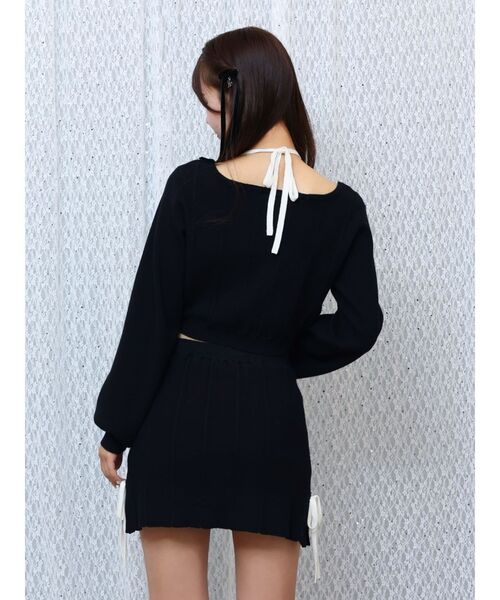 EATME（イートミー）の「サイドリボンニットスカート（セットアップ可能）（スカート・レディース・グレー/ブラック・FREE）」の10枚目の写真