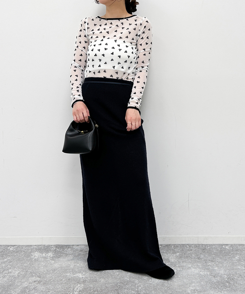 u by spick&spanストレッチシアリボントップス U by SPICK&SPAN（ユーバイスピックアンドスパン）の