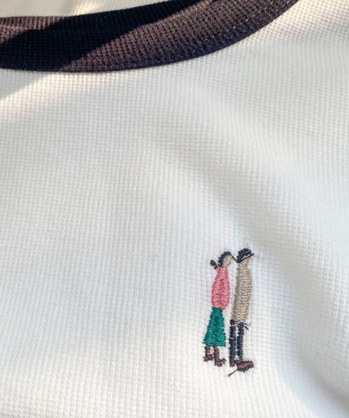 Silly(シリー)の「コットンワッフルスリムトップス(Tシャツ/カットソー・レディース・ホワイト/ネイビー/アイボリー・SMALL/MEDIUM/LARGE)」の8枚目の写真