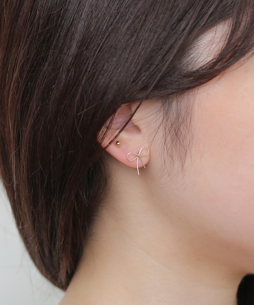 LINFA　（リンファ）の「【Peony/ピオニー】/小ぶり　リボンピアスセット（ピアス（両耳用）・レディース・ゴールド/シルバー・FREE）」の3枚目の写真