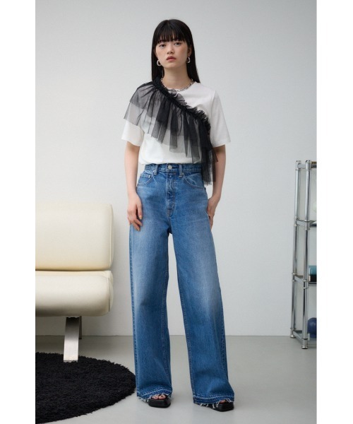 AZUL by moussy（アズールバイマウジー）の「フリルビスチェセットTシャツ（Tシャツ/カットソー・レディース・グレー/ブラック/アイボリー・FREE）」の6枚目の写真
