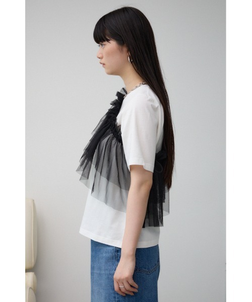 AZUL by moussy（アズールバイマウジー）の「フリルビスチェセットTシャツ（Tシャツ/カットソー・レディース・グレー/ブラック/アイボリー・FREE）」の8枚目の写真