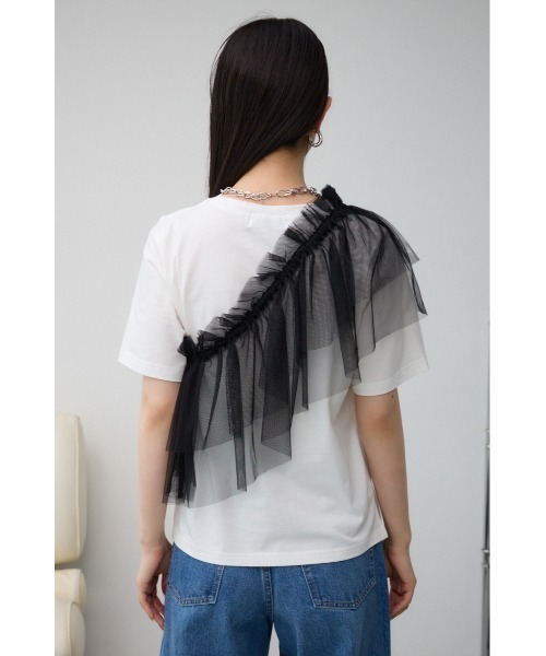 AZUL by moussy（アズールバイマウジー）の「フリルビスチェセットTシャツ（Tシャツ/カットソー・レディース・グレー/ブラック/アイボリー・FREE）」の9枚目の写真