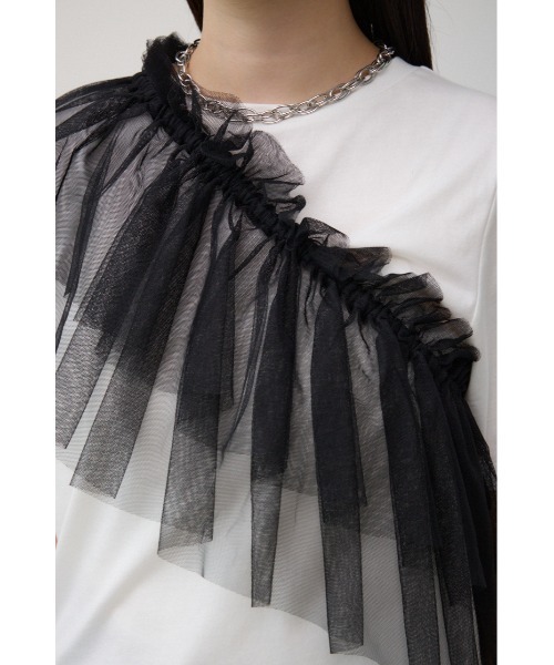 AZUL by moussy（アズールバイマウジー）の「フリルビスチェセットTシャツ（Tシャツ/カットソー・レディース・グレー/ブラック/アイボリー・FREE）」の10枚目の写真