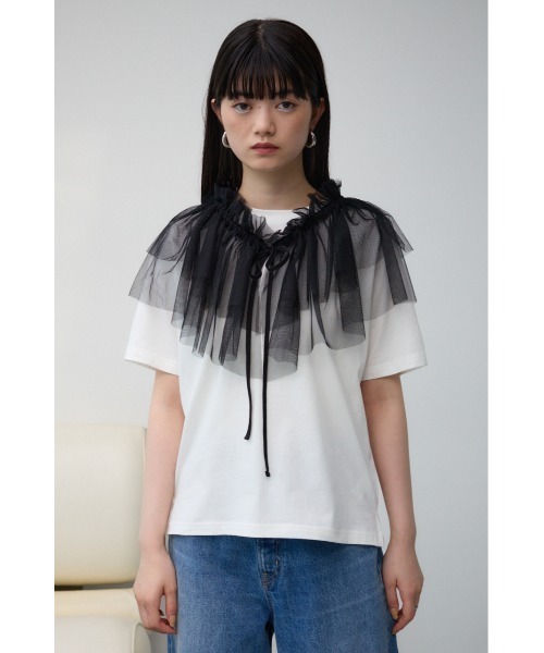 AZUL by moussy（アズールバイマウジー）の「フリルビスチェセットTシャツ（Tシャツ/カットソー・レディース・グレー/ブラック/アイボリー・FREE）」の14枚目の写真