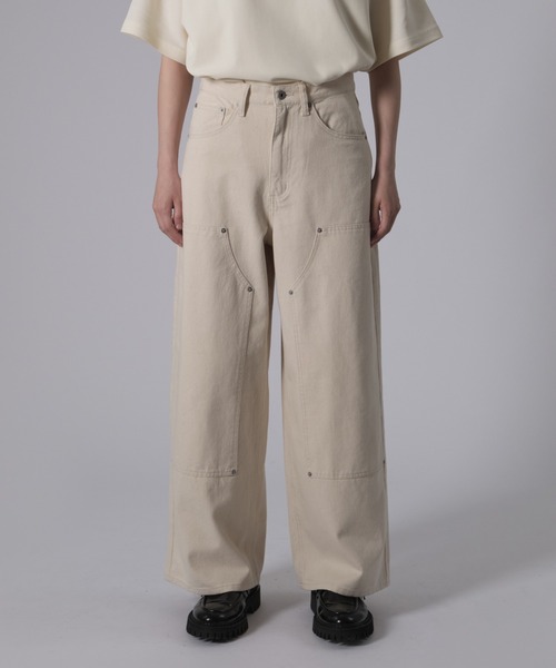 BACK POCKET EMBROIDERY DOUBLE KNEE DENIM PANTS / バッグ