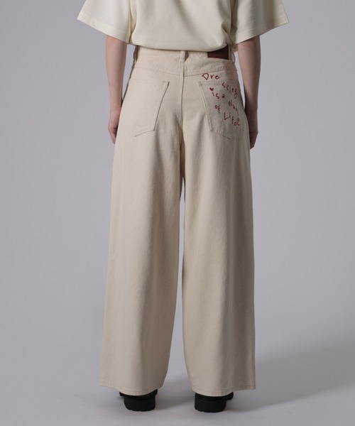 BACK POCKET EMBROIDERY DOUBLE KNEE DENIM PANTS / バッグ