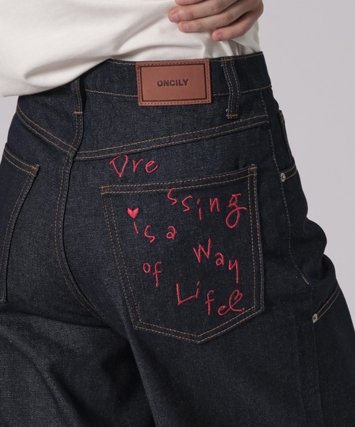 ONCILY（オンシェリー）の「BACK POCKET EMBROIDERY DOUBLE KNEE DENIM PANTS / バッグポケット刺繍ダブルニーデニムパンツ（デニムパンツ・メンズ・ライトインディゴブルー/インディゴブルー/ナチュラル・LARGE/SMALL/MEDIUM）」の19枚目の写真