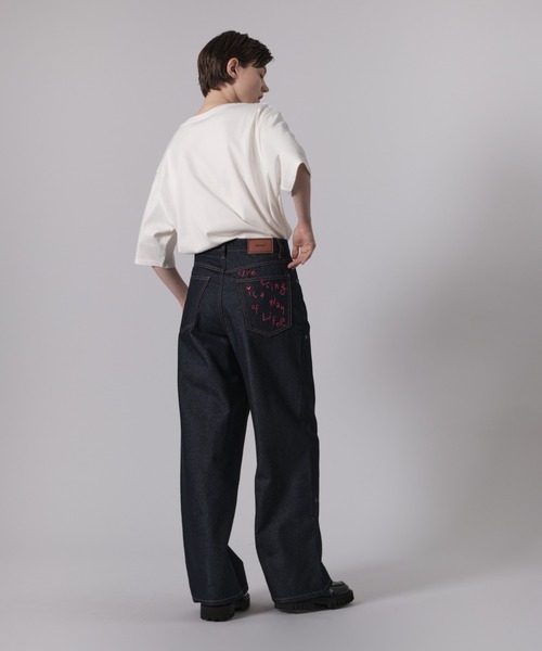 ONCILY（オンシェリー）の「BACK POCKET EMBROIDERY DOUBLE KNEE DENIM PANTS / バッグポケット刺繍ダブルニーデニムパンツ（デニムパンツ・メンズ・ライトインディゴブルー/インディゴブルー/ナチュラル・LARGE/SMALL/MEDIUM）」の21枚目の写真