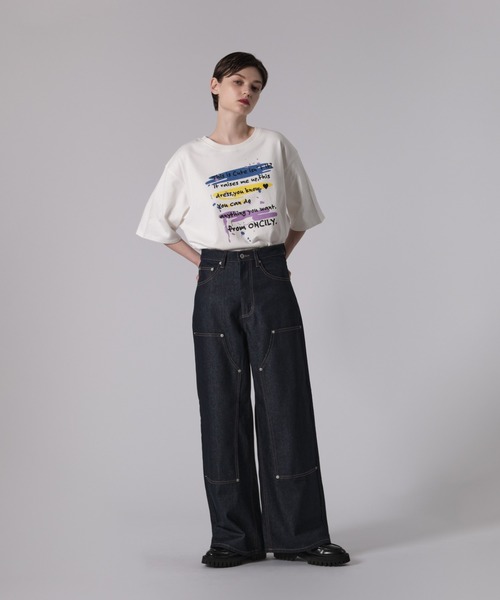 新品　23年モデル　エムズグレイシー　バッグポケット刺繍付きスリムデニムパンツ セール】【 S／M／Lサイズ展開 】フラワー刺繍ポケットワイド