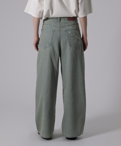 ONCILY（オンシェリー）の「BACK POCKET EMBROIDERY DOUBLE KNEE DENIM PANTS / バッグポケット刺繍ダブルニーデニムパンツ（デニムパンツ・メンズ・ライトインディゴブルー/インディゴブルー/ナチュラル・LARGE/SMALL/MEDIUM）」の13枚目の写真