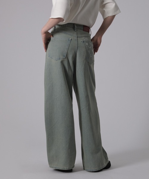 ONCILY（オンシェリー）の「BACK POCKET EMBROIDERY DOUBLE KNEE DENIM PANTS / バッグポケット刺繍ダブルニーデニムパンツ（デニムパンツ・メンズ・ライトインディゴブルー/インディゴブルー/ナチュラル・LARGE/SMALL/MEDIUM）」の11枚目の写真