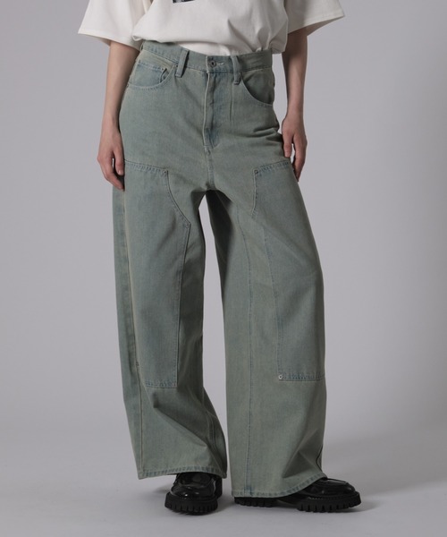 ONCILY（オンシェリー）の「BACK POCKET EMBROIDERY DOUBLE KNEE DENIM PANTS / バッグポケット刺繍ダブルニーデニムパンツ（デニムパンツ・メンズ・ライトインディゴブルー/インディゴブルー/ナチュラル・LARGE/SMALL/MEDIUM）」の15枚目の写真
