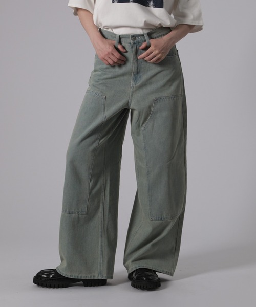 ONCILY（オンシェリー）の「BACK POCKET EMBROIDERY DOUBLE KNEE DENIM PANTS / バッグポケット刺繍ダブルニーデニムパンツ（デニムパンツ・メンズ・ライトインディゴブルー/インディゴブルー/ナチュラル・LARGE/SMALL/MEDIUM）」の14枚目の写真