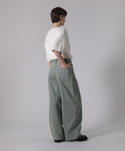 ONCILY（オンシェリー）の「BACK POCKET EMBROIDERY DOUBLE KNEE DENIM PANTS / バッグポケット刺繍ダブルニーデニムパンツ（デニムパンツ・メンズ・ライトインディゴブルー/インディゴブルー/ナチュラル・LARGE/SMALL/MEDIUM）」の6枚目の写真